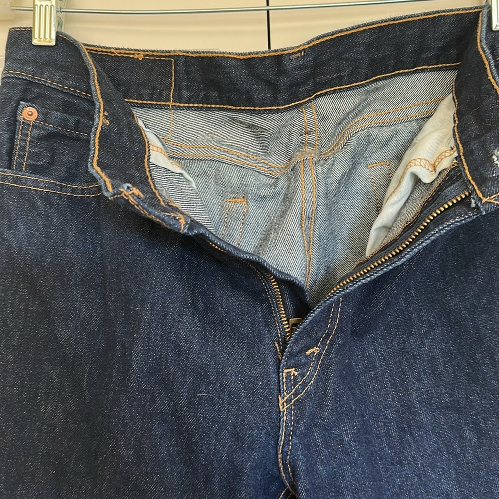 Levi’s 505 dark wash blue jeans. W 33 L 34 100% cotton zip fly new condition - Picture 5 of 7